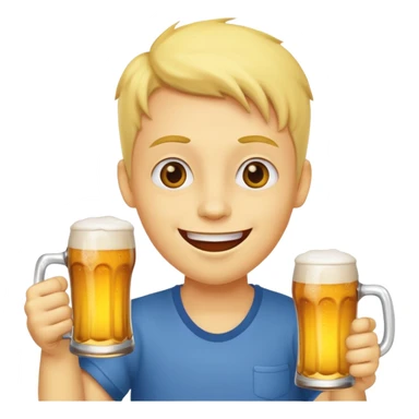 Yellow face woth a happy expression holding a beer sticker