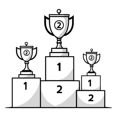 competition podium with 1st, 2nd, and 3rd place sticker