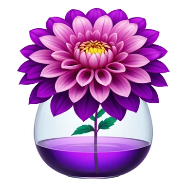 big realistic dahlia flowers in a clear vase with clear water sticker