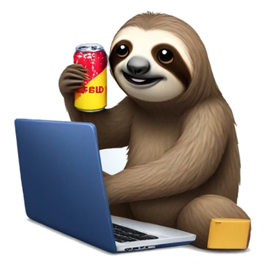 sloth with RedBull can and laptop sticker