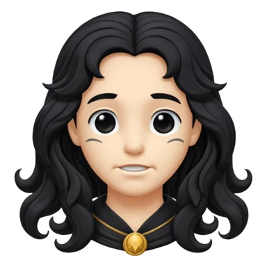 Pluto from The Olympians with long black wavy hair, black stola sticker