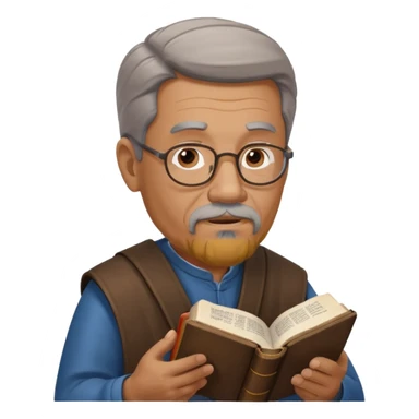 60 year old man with goatee reading Bible sticker