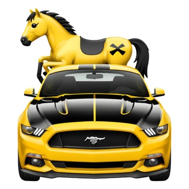 Ford Mustang with center black strip design and in written 309 and in front real pony logo in yellow  sticker