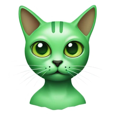Green cat with alien eyes and alien antenna sticker