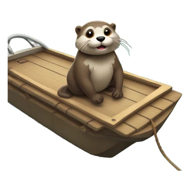 Otterlei riding on a pontoon bot sticker