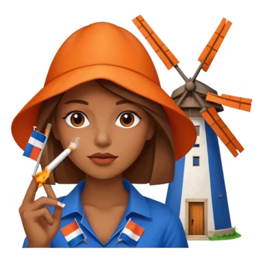 Windmill with a dutch flag and a girl smoking a blunt sticker