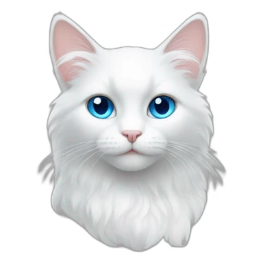 white cat, fluffy hair, blue eyes sticker