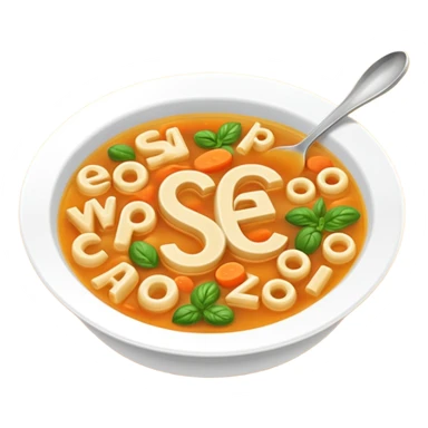 soup with letters inside spelling SEO sticker
