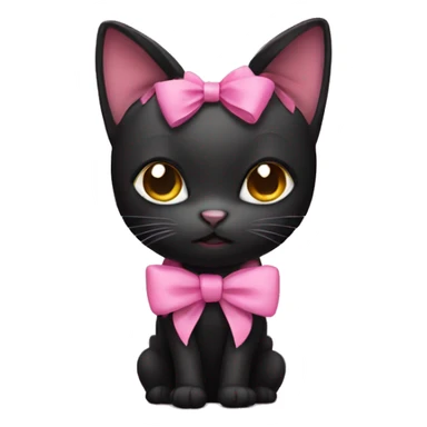 a black cat wearing a pink bow  sticker
