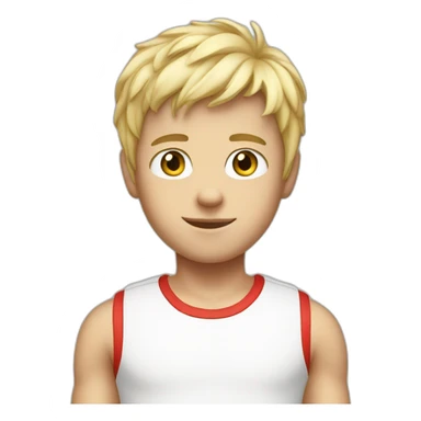 blonde boy in white and red tank top sticker