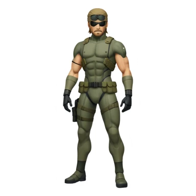 Cinematic Realistic Metal Gear Solid Snake Soldier Portrait, captured in a dynamic, battle-ready stance, muscles defined beneath intricately detailed combat gear in consistent muted greens, browns, and blacks. His determined eyes and rugged features, rendered with dramatic natural lighting and high shine, exude raw, unyielding power, epitomizing the fierce, relentless spirit of a covert operative in the midst of action. sticker