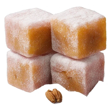 Turkish delight stacked cubes with chopped walnuts and covered with powdered sugar  sticker