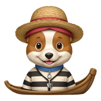 dog wearing gondolier striped shirt and hat sticker