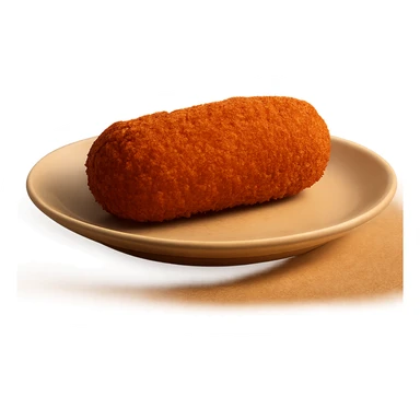 realistic Dutch kroket on a plate, side view, warm lighting sticker