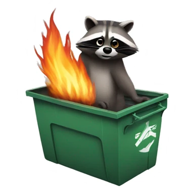 Dumpster fire with a raccoon sticker