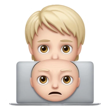 Someone using a MacBook, looking being afraid of something sticker