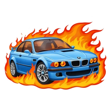 Blue bmw Car fire sticker