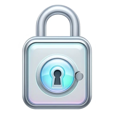 Holographic and glassmorphic white lock sticker