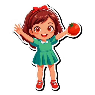Girl throwing tomato sticker