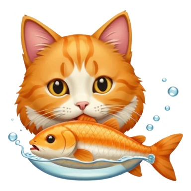 Cat having fishes  sticker