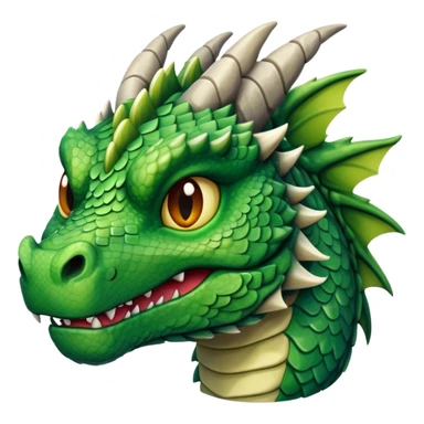 Cinematic Noble Giant Green scaled Dragon Portrait Emoji, Poised and awe-inspiring, with a massive, rugged form carved from ancient stone, featuring intricately textured scales that resemble weathered granite and basalt, and piercing, stony eyes echoing the strength of timeless mountains; rendered with lifelike detail and earthy natural highlights, high shine, formidable and grounded, styled with an aura of primordial majesty, focused and resolute, soft glowing outline, capturing the essence of an enduring rock titan ready to surge from the screen with ageless power! sticker