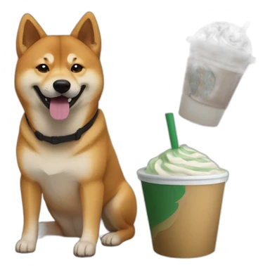 Shiba and malinois dog with Starbucks sticker