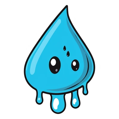 cartoon sticker of a water droplet with tears sticker