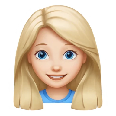 smiling girl blue eyes with long hair sticker