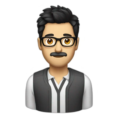 short beard man glasses nerd pixel with black hair and short hair Backcombing sticker