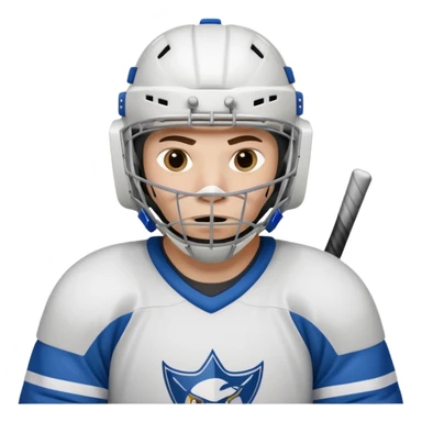 ice hockey goalie portrait, head and shoulders only, wearing goalie mask and helmet, padded jersey collar, holding goalie stick, focused intense expression, 3D cartoon style, mobile game icon style, clean background, no text, no watermark

 sticker