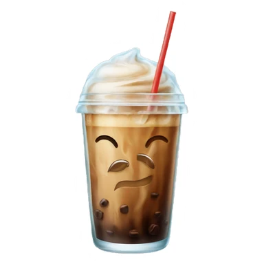 iced coffee in a glass with a straw and ice  sticker
