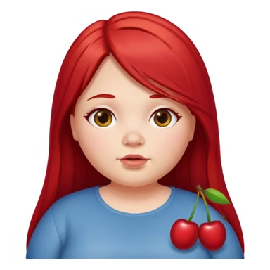 chubby white girl with cherry red long straight hair sticker