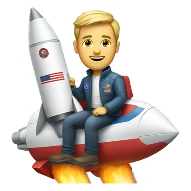 white guy sitting on rocket sticker