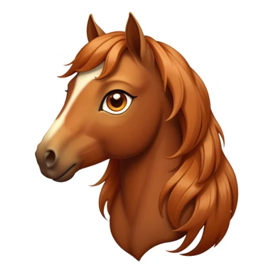 Cinematic Elegant Chestnut Horse Portrait Emoji, Head held high with a serene, graceful gaze, showcasing a magnificent chestnut fur with a radiant shimmer, flowing mane and tail, and luminous amber eyes that exude beauty and grace, Simplified yet majestically refined features, highly detailed, glowing with a soft, ethereal light, high shine, poised and breathtaking, stylized with an air of pure elegance, capturing the essence of a stunning and graceful steed, so beautiful it feels like it could gallop out of the screen with effortless charm! sticker