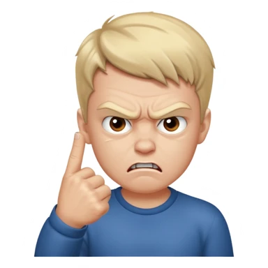 angry boy pointing fingure at his own face sticker