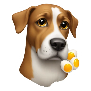 dog with one egg not broken and one egg broken in head sticker