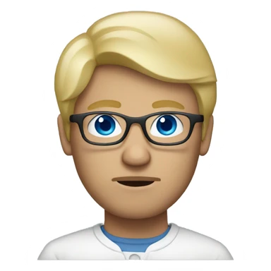 A blond man in glasses with blue eyes being serious sticker
