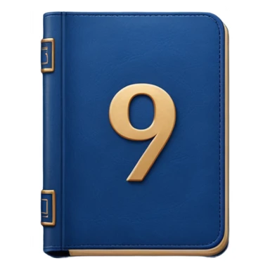 Dark blue book with a number "9" in the cover sticker