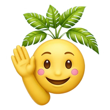 yellow emoji face with palm plant sticker
