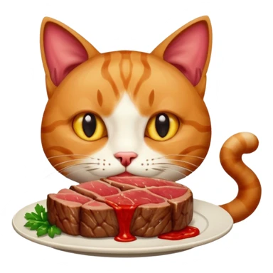 Cat eating steak sticker