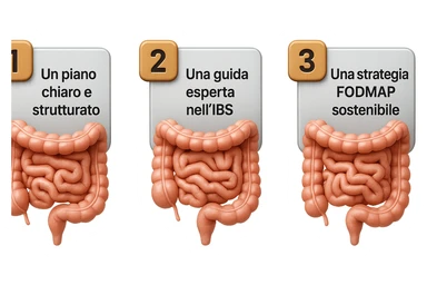 emoji stile iphone di 3 targhette numerate con intestino realistico davanti ad ogni targhetta, le targhette sono:
"1 – Un piano chiaro e strutturato
2 – Una guida esperta nell’IBS
3 – Una strategia FODMAP sostenibile"
, iperrealistico 4k sticker