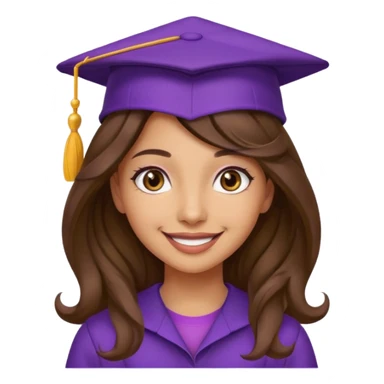beautiful  womanolive skin with wavy long long brown hair and hazel eyes with purple school hat sticker