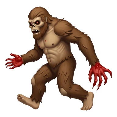 An angry sasquatch running full speed to the right in "blitzkrieg" mode. In the style of you bleeding skull art. Needs to be running in the opposite direction with bloody hands and feet sticker