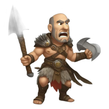 Steve jobs as a dnd barbarian, raging with a greataxe sticker