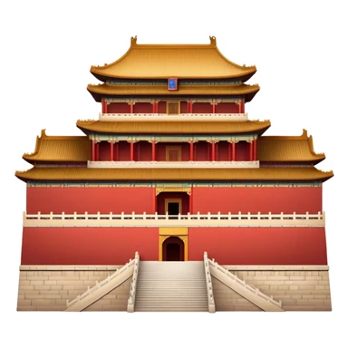 Cinematic Realistic Forbidden City Landmark Emoji, showcasing the imperial palace with iconic red walls and golden roofs rendered with rich textures and regal lighting. sticker