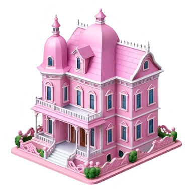 Pink Rococo mansion dollhouse isometric  sticker