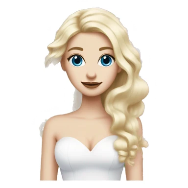 White bride with long light blonde hair and blue eyes with light pink peonies in hair white skin  sticker