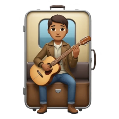 Rider with guitar-case,Metro Riders, inside metro train, no transparent, with background,full image , negative transparent, positive background. sticker
