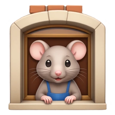 cute rat peeking out of a restaurant building sticker