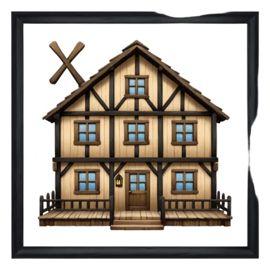 an inn with a big X on it sticker